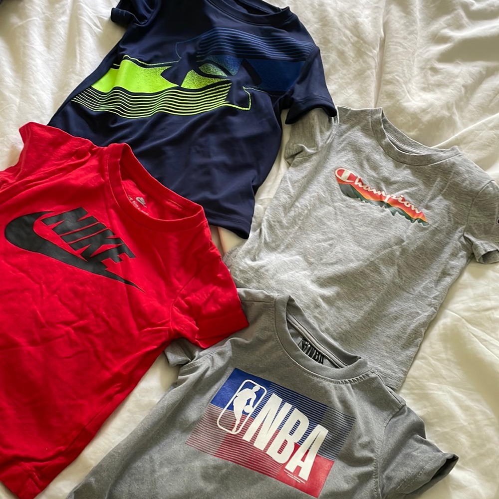 4 2T t shirts, underarmour, Nike, champion and NBA